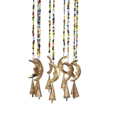 Image showing 4 th Harper & Willow Metal Moon Indoor Outdoor Windchime with Glass Beads and Cone Bells