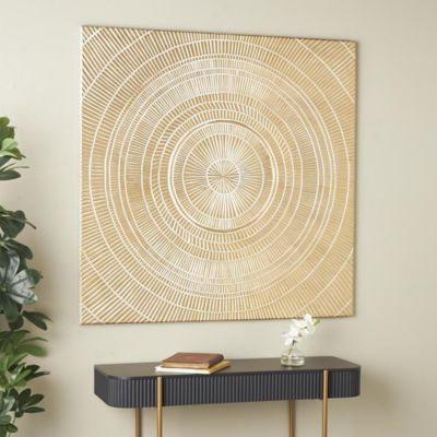 Harper & Willow Wooden Handmade Intricately Carved Radial Geometric Home Wall Decor with Starburst Design