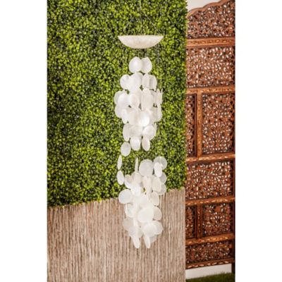 Harper & Willow White Capiz Shell Waterfall Geometric Indoor Outdoor Windchime