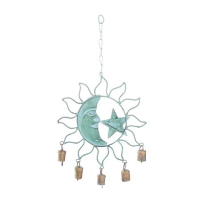 Image showing  Metal Sun and Moon Indoor Outdoor Windchime with Bells