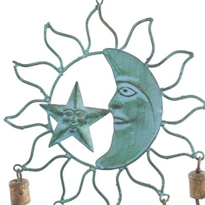 Image showing  Metal Sun and Moon Indoor Outdoor Windchime with Bells
