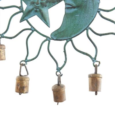 Image showing 5 th Harper & Willow Metal Sun and Moon Indoor Outdoor Windchime with Bells