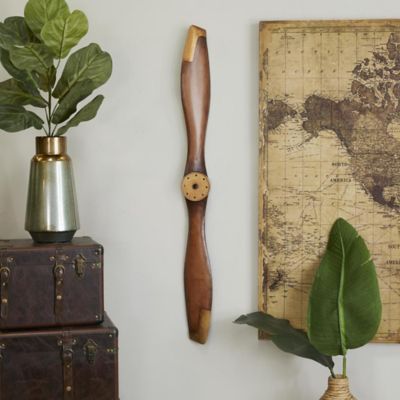 Harper & Willow Metal 2 Blade Airplane Propeller Home Wall Decor with Aviation Detailing