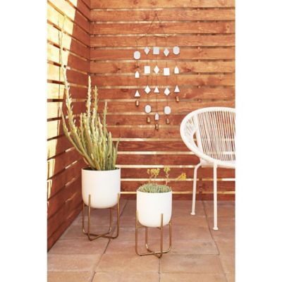 Harper & Willow Metal Geometric Indoor Outdoor Windchime with Glass Mirrors and Bells