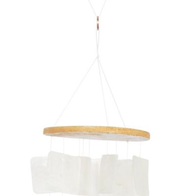 Image showing  20 in. Capiz Shell Waterfall Geometric Indoor Outdoor Windchime