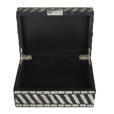 Image showing  Mother of Pearl Shell Handmade Chevron Pattern Decorative Box with Hinged Lid
