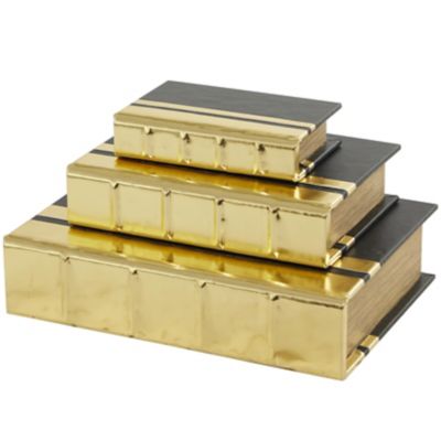 Image showing  Faux Leather Metallic Faux Book Storage Decorative Box