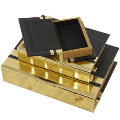 Image showing  Faux Leather Metallic Faux Book Storage Decorative Box