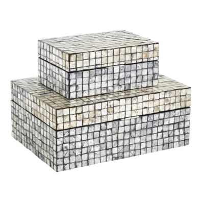 Image showing  Mother of Pearl Shell Handmade Square Mosaic Storage Geometric Decorative Box