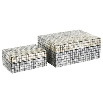 Image showing  Mother of Pearl Shell Handmade Square Mosaic Storage Geometric Decorative Box