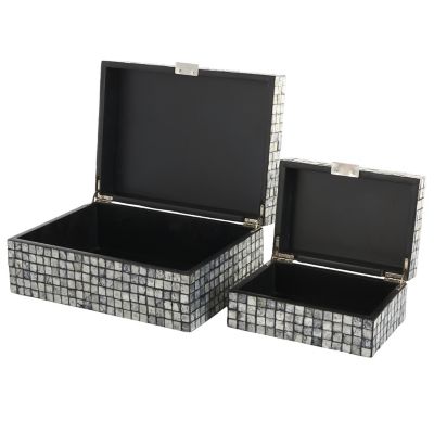 Image showing  Mother of Pearl Shell Handmade Square Mosaic Storage Geometric Decorative Box