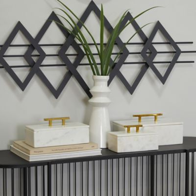 Harper & Willow Marble Decorative Box with Gold Bar Handles