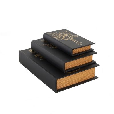 Image showing  Faux Leather Outline Faux Book Storage Floral Decorative Box with Metallic Gold Accents