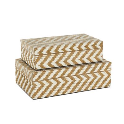 Image showing  Paper Handmade Woven Zig Zag Storage Geometric Decorative Box with Cream Accents