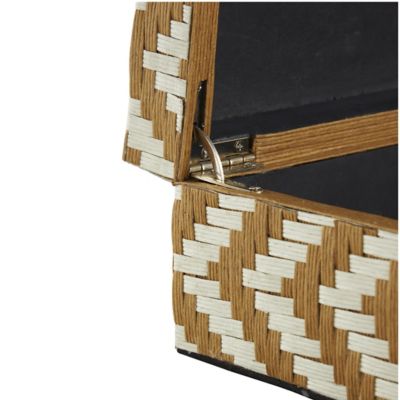 Image showing  Paper Handmade Woven Zig Zag Storage Geometric Decorative Box with Cream Accents