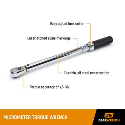 Image showing  3/8 in. Drive Micrometer Torque Wrench 30-250 in/lbs