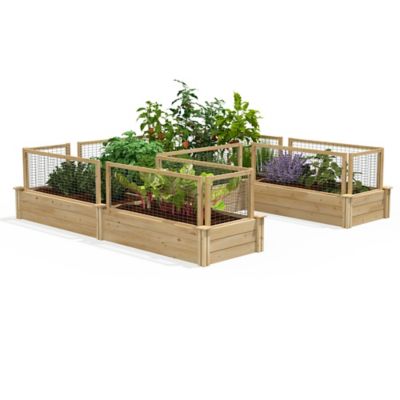Greenes Fence Original Cedar U-Shaped Raised Garden Bed with CritterGuard Fence System, 8 x 8ft. x 10.5 in.