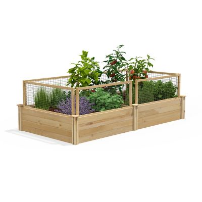 Greenes Fence Original Cedar Raised Garden Bed with CritterGuard Fence System, 4 x 8ft. x 14 in.