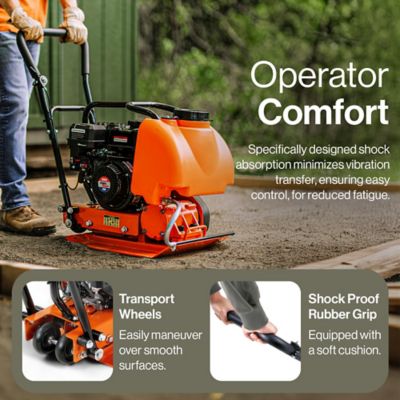 Image showing  Plate Compactor with Water Tank, 7HP 4-Stroke Engine, 5500VPM, 4200lbs Impact, 20x15 in. Base