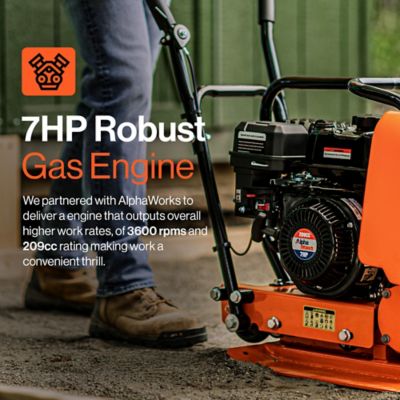 Image showing  Plate Compactor with Water Tank, 7HP 4-Stroke Engine, 5500VPM, 4200lbs Impact, 20x15 in. Base