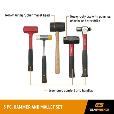 Image showing  5 pc. Hammer and Mallet Set