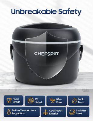 Image showing  37 oz. Electric Lunch Box, 80W Portable Food Warmer for Office & Travel - Includes Bag & Utensils