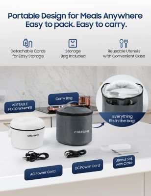 Image showing  37 oz. Electric Lunch Box, 80W Portable Food Warmer for Office & Travel - Includes Bag & Utensils