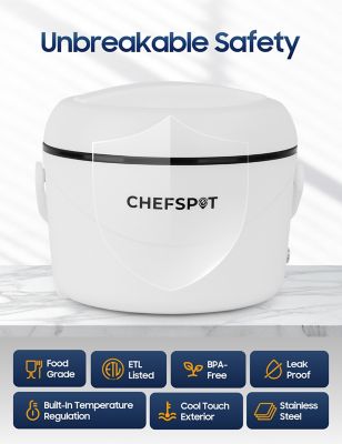 Image showing  37 oz. Electric Lunch Box, 80W Portable Food Warmer for Office & Travel - Includes Bag & Utensils