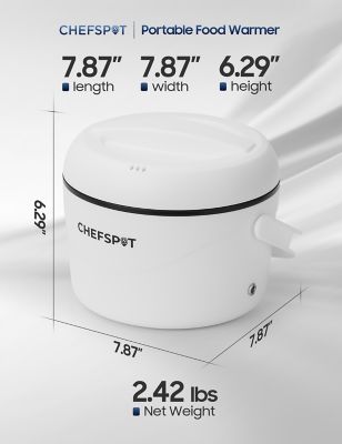 Image showing 6 th CHEFSPOT 37 oz. Electric Lunch Box, 80W Portable Food Warmer for Office & Travel - Includes Bag & Utensils