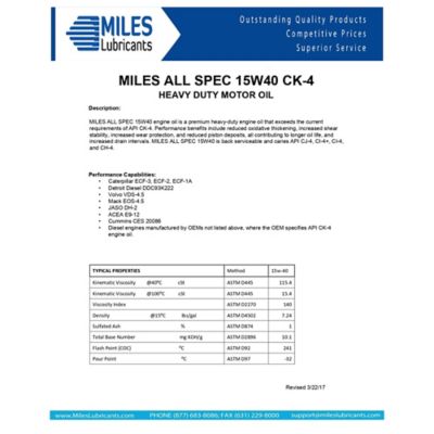 Image showing  MILES ALL SPEC 15W40 CK-4 (5 GAL PAIL)