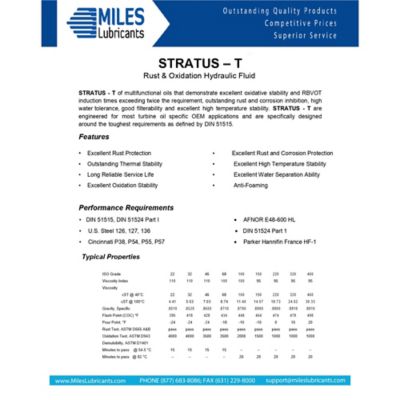 Image showing 2 th Miles Lubricants STRATUS - T - 32 (RUST & OXIDATION HYDRAULIC FLUID)(55 Gal. Drum)