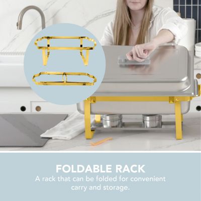 Image showing  4 Pack Stainless Chafing Dish with Gold Frames