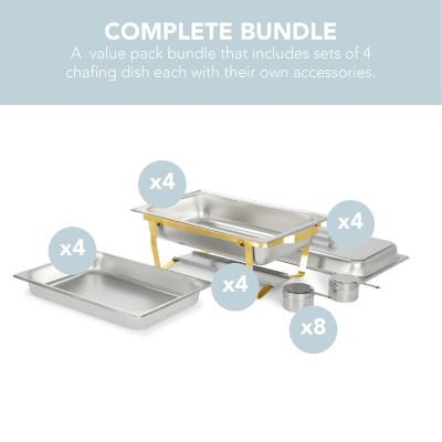 Image showing  4 Pack Stainless Chafing Dish with Gold Frames