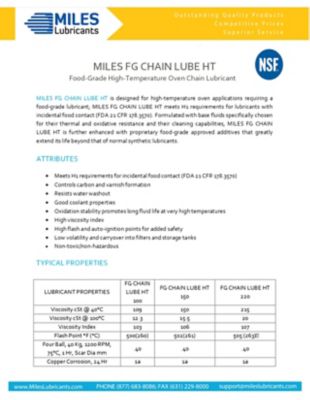 Image showing  Miles Fg Chain Lube Ht 220 Chain Lubricants Food Grade High Temp Oven Chain Lubricant (16 oz/12)(Case)
