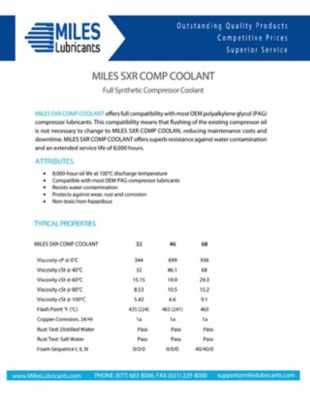 Image showing 1 th Miles Lubricants Miles Sxr Comp Coolant 68(4*1 Gallon)(Case) Rotary Compressor Fluid