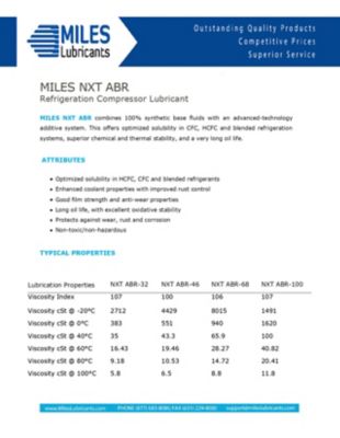 Image showing  Miles-NXT ABR 100 Refrigeration Compressor Lubricant Alkylbenzene-Based (ABR) (16 oz/12)(CASE)