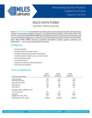 Image showing  Miles Hisyn Turbo 46, 55 gal. Drum Advanced Technology Pao Based Turbine Oil