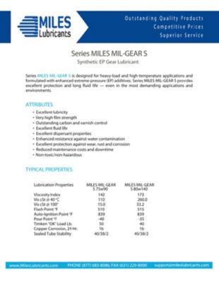 Image showing  Miles Mil-Gear S 75W90 (55 Gallon Drum) Advanced Technology Pao Based Gears Heavy Duty