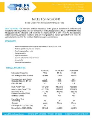 Image showing  Miles FG Hydro Fr 68 Food Grade Hydraulic Food Grade Hydraulic 5 Gallon Pail