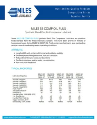 Image showing  Miles Sb Comp Oil Plus 100 Rotary Compressor Fluid Synthetic Blend 5 gal. Pail