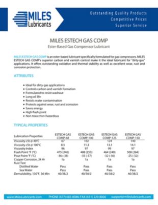 Image showing 1 th Miles Lubricants Miles Estech Gas Comp 68 Gas Air Compressor Fluid Ester Based 5 gal. Pail