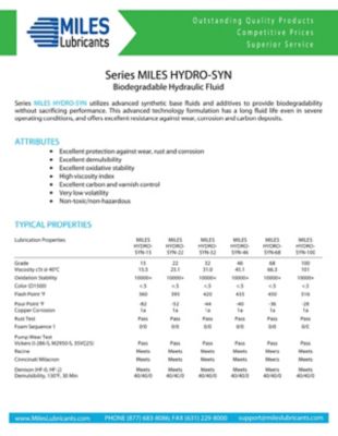 Image showing  Miles Hydro - Syn 46 Bio -Hydraulic Advanced Technology Pao Based (16 oz/12)(Case)