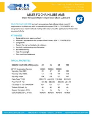 Image showing  Miles Fg Chain Lube Amb 68 Chain Lubricants Water-Resistant High-Temp (16 oz/12)(Case)