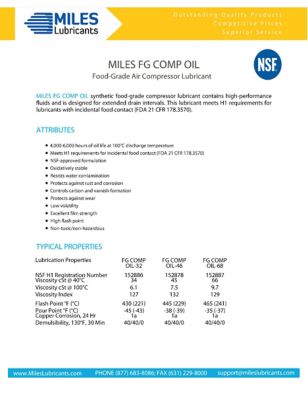 Image showing  Miles FG Comp Oil 32 (55 Gallon Drum) Food Grade Synthetic Rotary Compressor Fluid