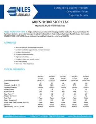 Image showing  Miles Hydro Stop Leak (55 Gallon Drum) Advanced Technology Pao Based Hydraulic