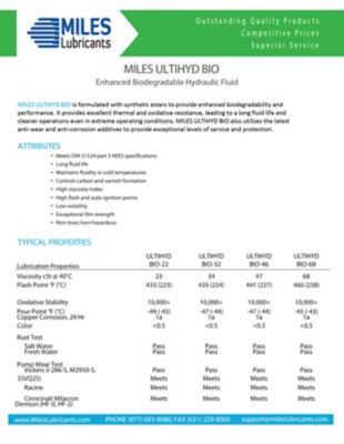 Image showing  Miles Ultihyd Bio 68, 55 gal. Drum Advanced Technology Pao Based Bio, Hydraulic