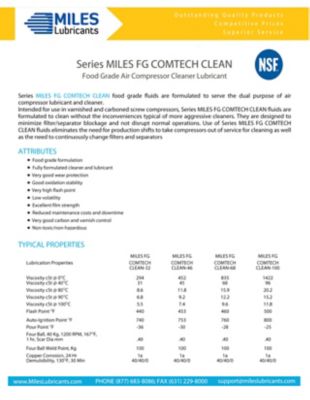 Image showing 1 th Miles Lubricants Miles FG Comtech Clean 68 (4*1 Gallon)(Case) Food Grade Synthetic Compressor Cleaner