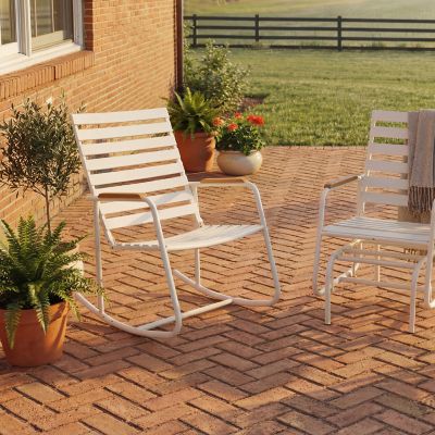 Image showing  Lakeside Outdoor Metal Rocking Chair, White