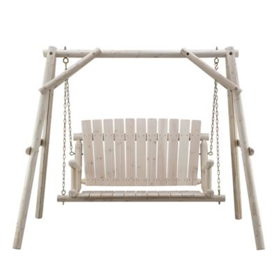 Image showing  Elkin 2-Person Log A-Frame Patio Swing, 500 lb. Capacity