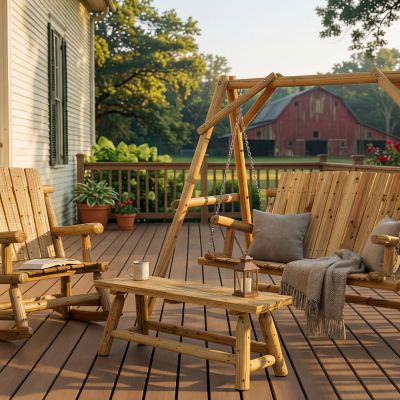 Image showing  47 in. Elkin Log Patio Bench, Natural